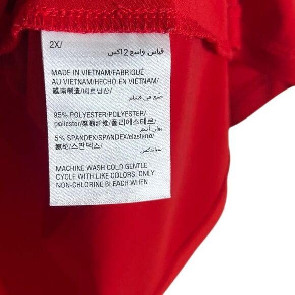 INC International Concepts Twisted Asymmetrical Short Sleeve Top Red Size 2X - Picture 6 of 7